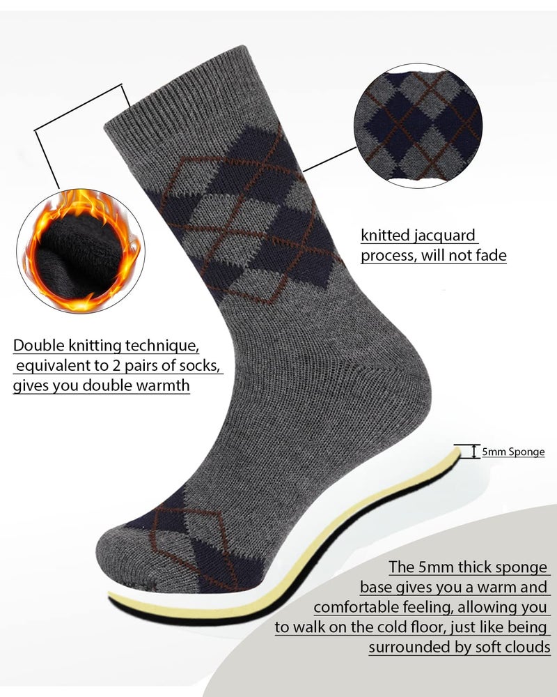 Vihir Men's Slipper Socks With Suede Non Slip Sole -Winter Knitted Home Warm Floor Indoor Stocking House - Image 4